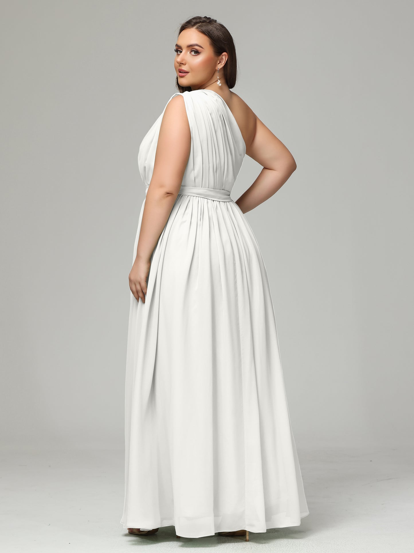 One-shoulder Plus Size Chiffon Bridesmaid Dresses