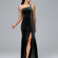 One Shoulder Plus Size Velvet Bridesmaid Dress With Slit