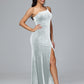 One Shoulder Plus Size Velvet Bridesmaid Dress With Slit