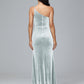 One Shoulder Plus Size Velvet Bridesmaid Dress With Slit
