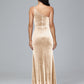 One Shoulder Plus Size Velvet Bridesmaid Dress With Slit