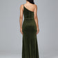 One Shoulder Velvet Bridesmaid Dress With Slit