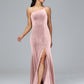 One Shoulder Plus Size Velvet Bridesmaid Dress With Slit