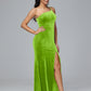 One Shoulder Velvet Bridesmaid Dress With Slit