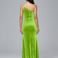 One Shoulder Velvet Bridesmaid Dress With Slit