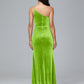 One Shoulder Plus Size Velvet Bridesmaid Dress With Slit
