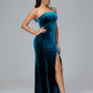 One Shoulder Velvet Bridesmaid Dress With Slit