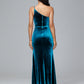 One Shoulder Velvet Bridesmaid Dress With Slit