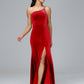 One Shoulder Velvet Bridesmaid Dress With Slit