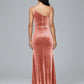 One Shoulder Velvet Bridesmaid Dress With Slit