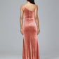 One Shoulder Plus Size Velvet Bridesmaid Dress With Slit