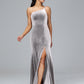 One Shoulder Velvet Bridesmaid Dress With Slit