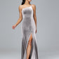 One Shoulder Plus Size Velvet Bridesmaid Dress With Slit
