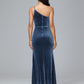 One Shoulder Velvet Bridesmaid Dress With Slit