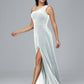 One Shoulder Plus Size Velvet Bridesmaid Dress With Slit