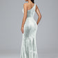 One Shoulder Velvet Bridesmaid Dress With Slit
