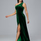 One Shoulder Velvet Bridesmaid Dress With Slit