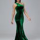 One Shoulder Velvet Bridesmaid Dress With Slit