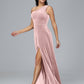 One Shoulder Plus Size Velvet Bridesmaid Dress With Slit