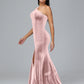 One Shoulder Velvet Bridesmaid Dress With Slit