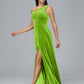 One Shoulder Plus Size Velvet Bridesmaid Dress With Slit