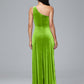 One Shoulder Plus Size Velvet Bridesmaid Dress With Slit