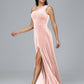One Shoulder Plus Size Velvet Bridesmaid Dress With Slit