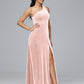 One Shoulder Velvet Bridesmaid Dress With Slit