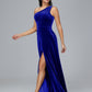 One Shoulder Velvet Bridesmaid Dress With Slit