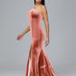 One Shoulder Velvet Bridesmaid Dress With Slit