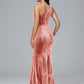 One Shoulder Velvet Bridesmaid Dress With Slit