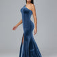 One Shoulder Velvet Bridesmaid Dress With Slit