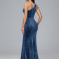 One Shoulder Velvet Bridesmaid Dress With Slit