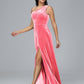 One Shoulder Plus Size Velvet Bridesmaid Dress With Slit