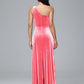 One Shoulder Plus Size Velvet Bridesmaid Dress With Slit