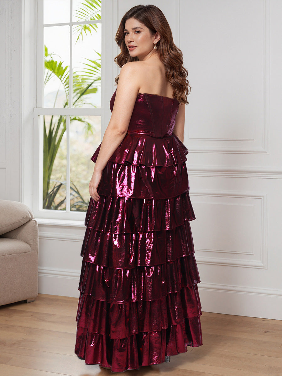 Elegant Sleeveless Sweetheart Tiered Long Plus Size Prom Dress