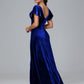 Short Sleeves Plus Size Velvet Bridesmaid Dress With Slit