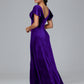 Short Sleeves Velvet Bridesmaid Dress With Slit