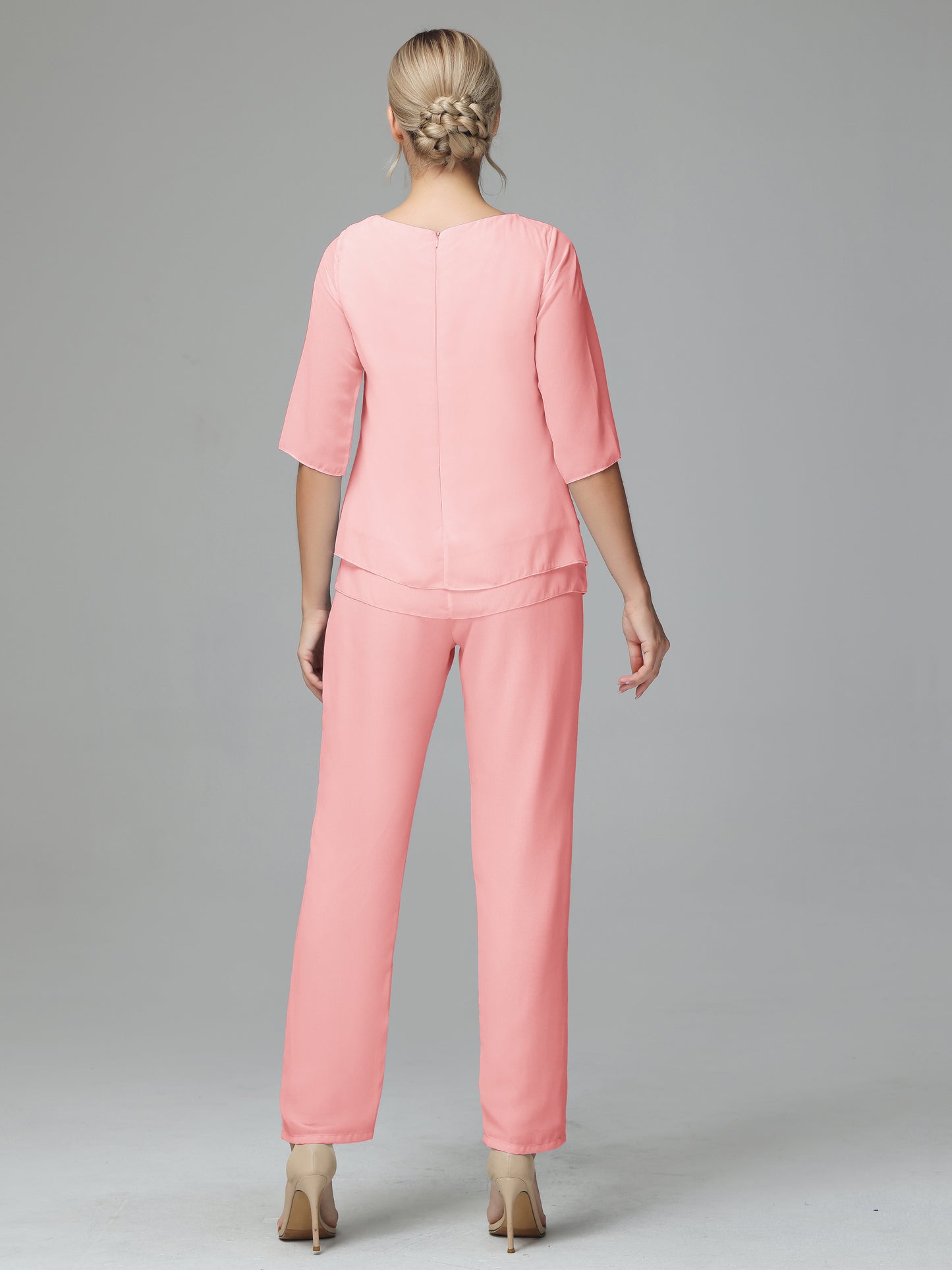 Simple Chiffon Half Sleeves Mother Of The Bride Dress Pants Suits