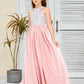 Sleeveless A Line Chiffon Lace Junior Bridesmaid Dress