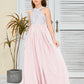 Sleeveless A Line Chiffon Lace Junior Bridesmaid Dress