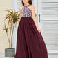 Sleeveless A Line Chiffon Lace Junior Bridesmaid Dress