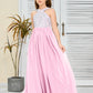 Sleeveless A Line Chiffon Lace Junior Bridesmaid Dress