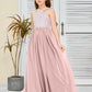 Sleeveless A Line Chiffon Lace Junior Bridesmaid Dress