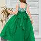 Sleeveless A Line Chiffon Lace Junior Bridesmaid Dress