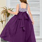 Sleeveless A Line Chiffon Lace Junior Bridesmaid Dress