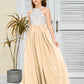 Sleeveless A Line Chiffon Lace Junior Bridesmaid Dress