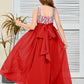 Sleeveless A Line Chiffon Lace Junior Bridesmaid Dress