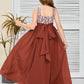Sleeveless A Line Chiffon Lace Junior Bridesmaid Dress