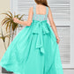 Sleeveless A Line Chiffon Lace Junior Bridesmaid Dress